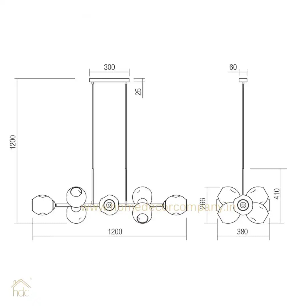 Hdc 8 Lights Smoke Black Linear Modern Glass Chandelier