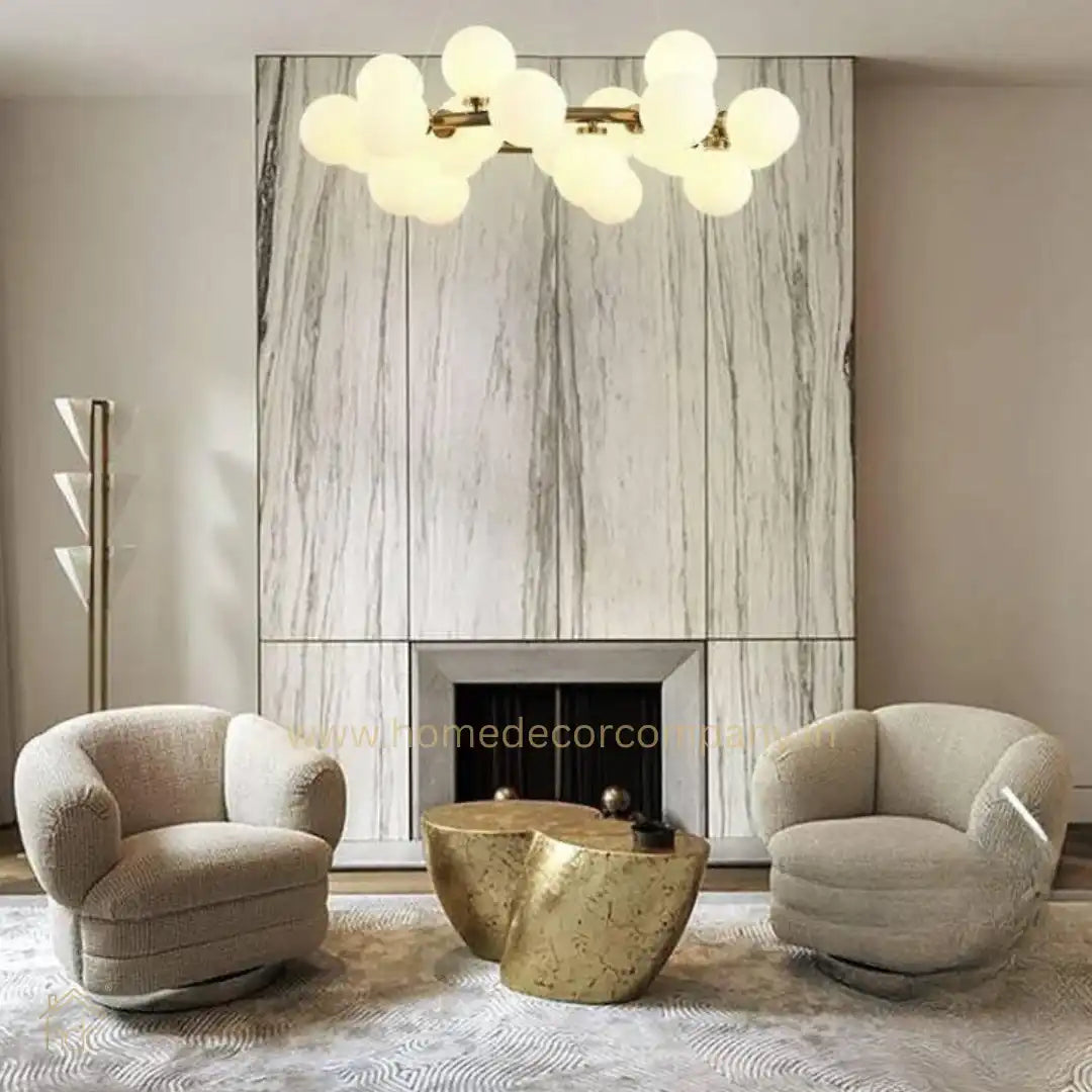 Hdc Luxurious 25-Light Frosted Ball Round Chandelier for Dining Room