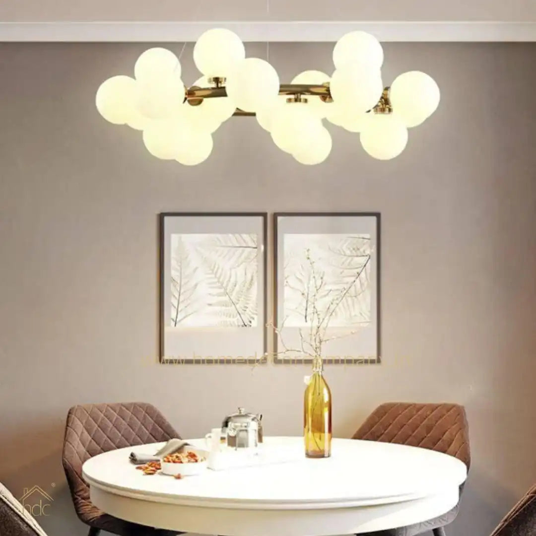 Hdc Luxurious 25-Light Frosted Ball Round Chandelier for Dining Room