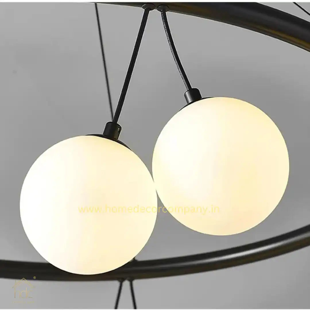 HDC Circular Frame Multiple Spherical Glass Shade Chandelier For Living Room Bedroom