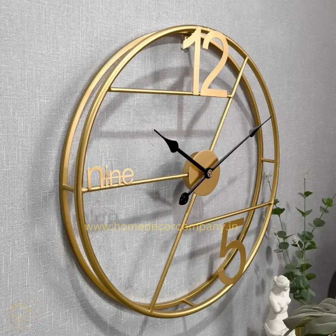 Hdc Golden European Modern Wall Clock Colorful Metal Stereo Retro with Quartz Needle Creative Living Room - HDC Lights