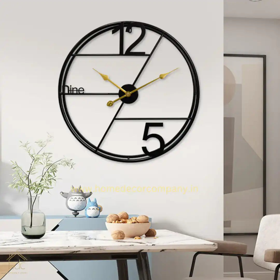 Hdc Black European Modern Wall Clock Colorful Metal Stereo Retro with Quartz Needle Creative Living Room - HDC Lights
