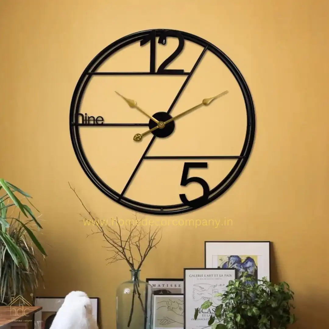 Hdc Black European Modern Wall Clock Colorful Metal Stereo Retro with Quartz Needle Creative Living Room - HDC Lights