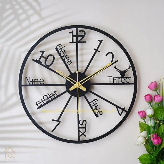 Hdc Antique Big Black Size Hanging Roman Number Watch for Living Room, Decorative Analog Wall Clock for Bedroom, Office - HDC Lights