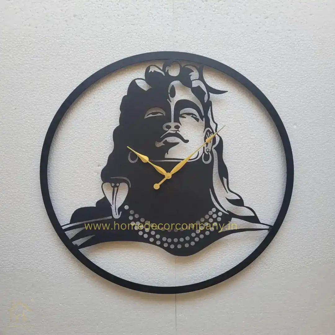 Hdc Antique Glamorous Black Lord Shiva Wall Clock is a Silhouette of Lord Shiva, a Hindu Deity - HDC Lights