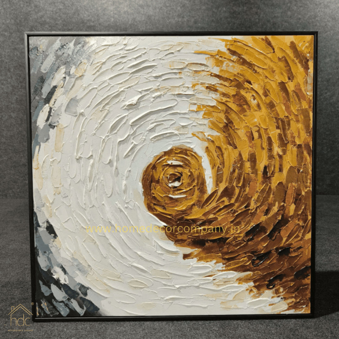 HDC Exclusive Hand Crafted Stunning Painting of a Spiral in Gold and White - HDC Lights