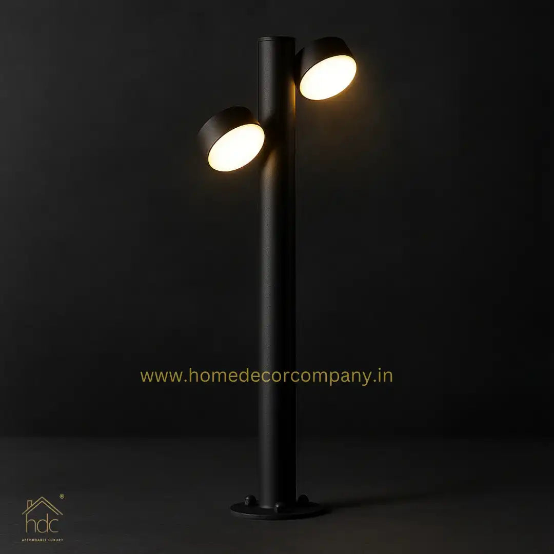 HDC 600MM Dual-Head Outdoor LED Bollard Light – Modern Black Die-Cast Aluminum Fixture