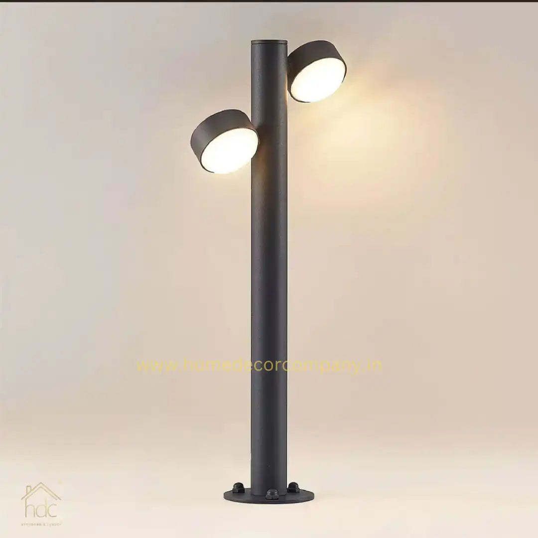 HDC 600MM Dual-Head Outdoor LED Bollard Light – Modern Black Die-Cast Aluminum Fixture