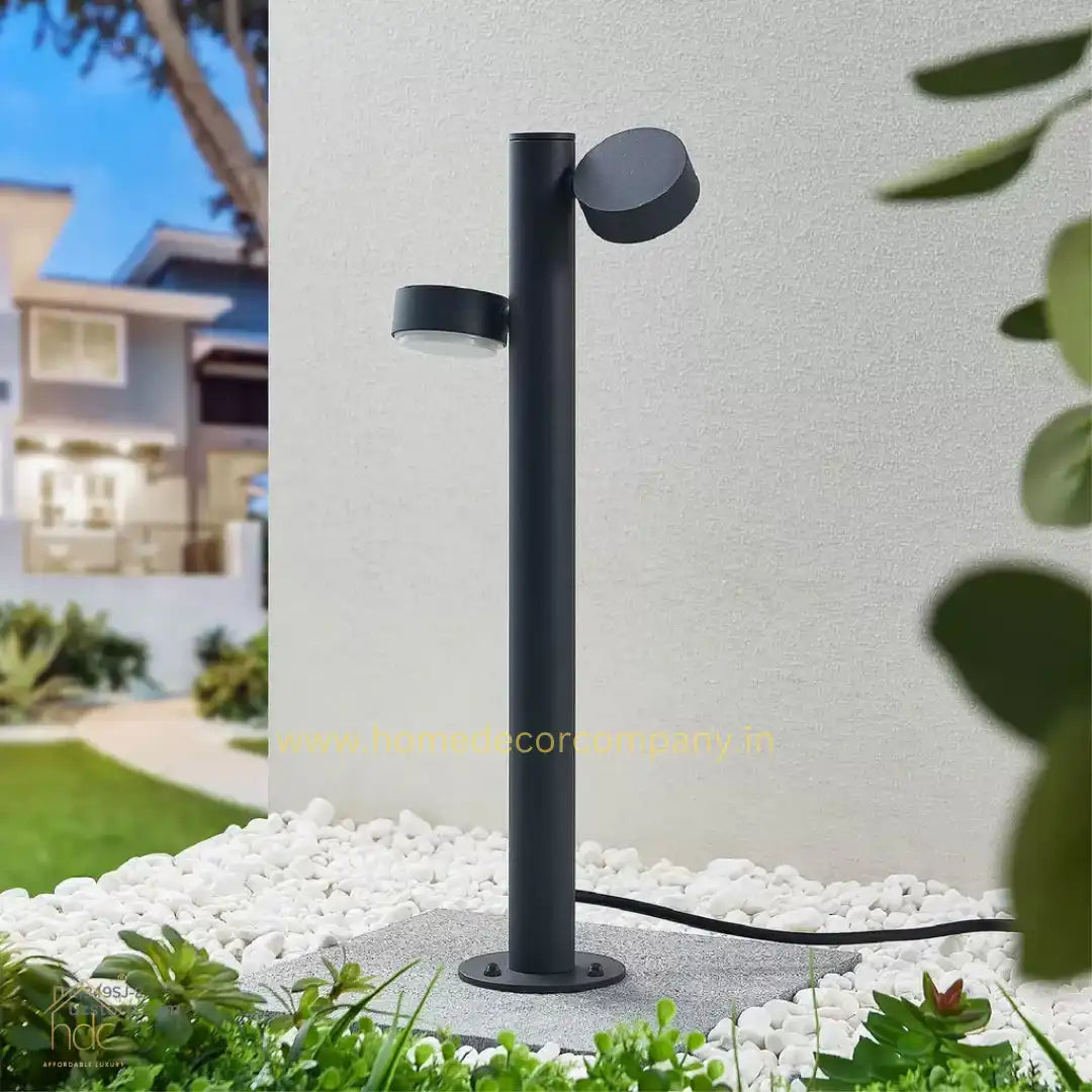 HDC 600MM Dual-Head Outdoor LED Bollard Light – Modern Black Die-Cast Aluminum Fixture