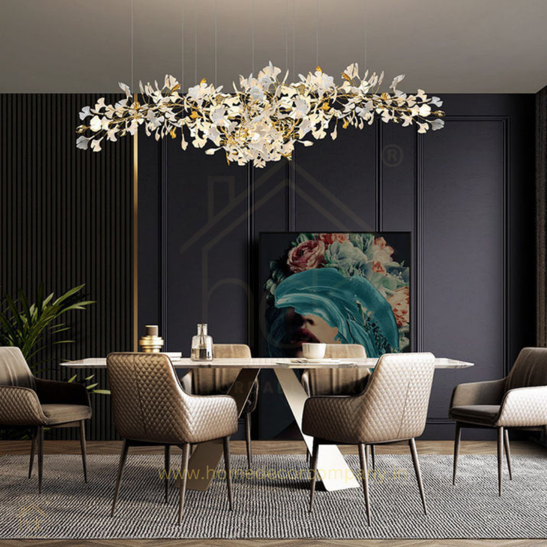 HDC 1500MM French New Ceramic Ginkgo Tree Leaf Home Decorative Chandelier Designer Personality Living Room Hanging Lamp