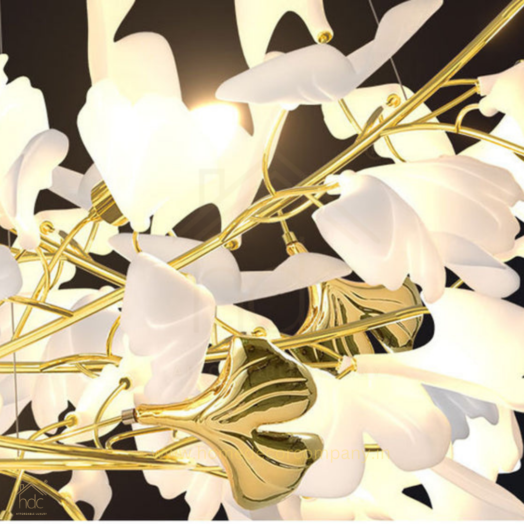 HDC 1500MM French New Ceramic Ginkgo Tree Leaf Home Decorative Chandelier Designer Personality Living Room Hanging Lamp