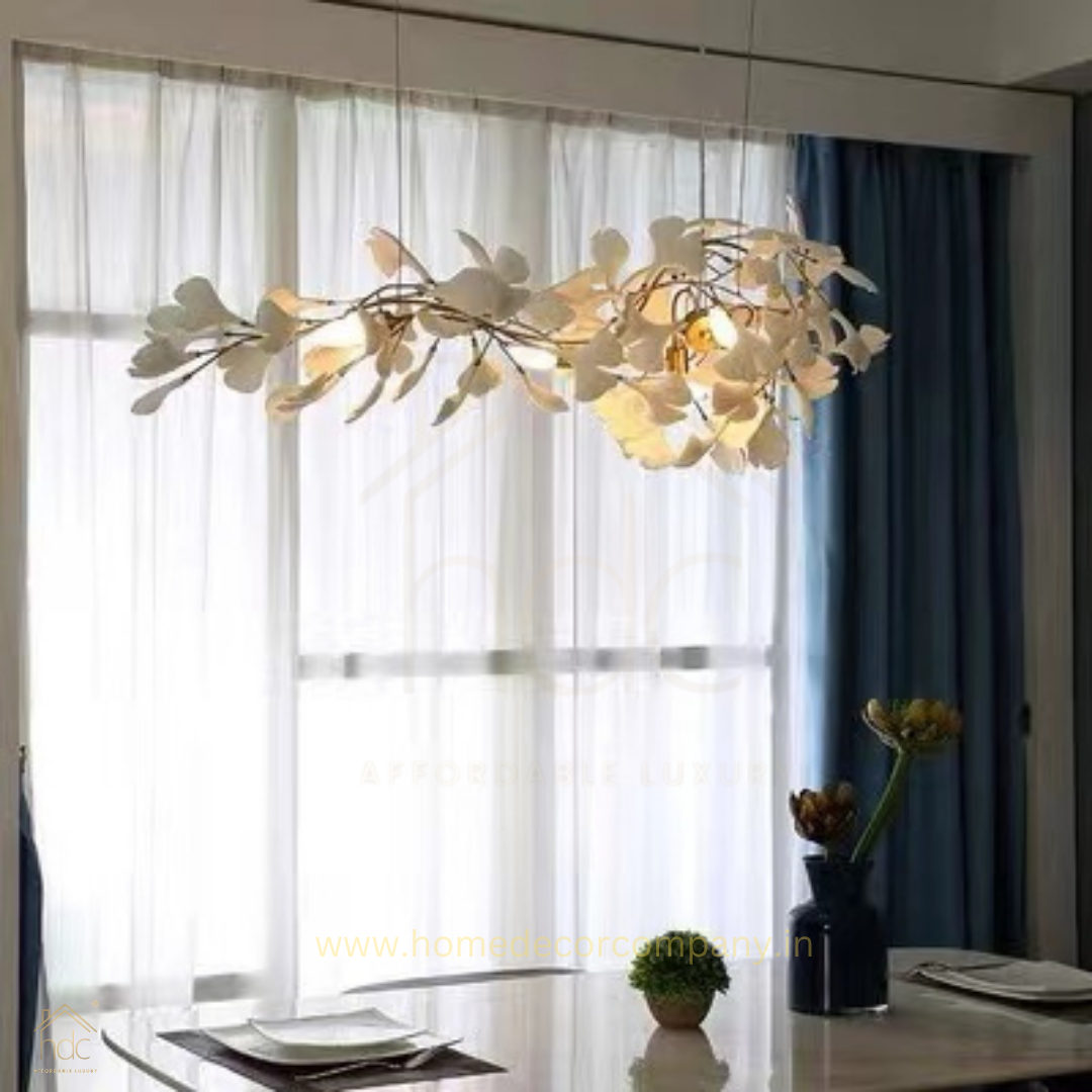 HDC 1500MM French New Ceramic Ginkgo Tree Leaf Home Decorative Chandelier Designer Personality Living Room Hanging Lamp