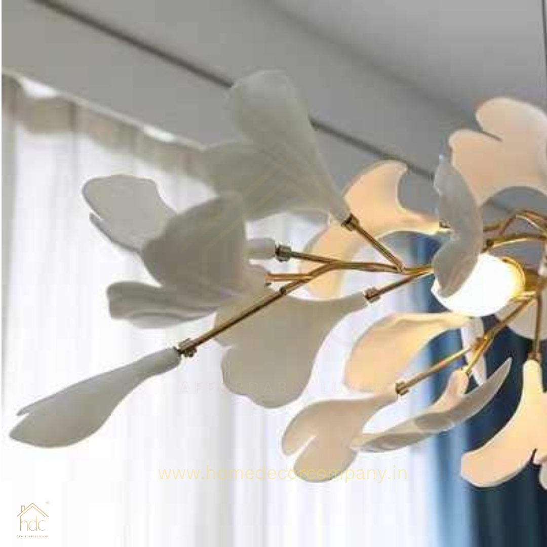 HDC 1500MM French New Ceramic Ginkgo Tree Leaf Home Decorative Chandelier Designer Personality Living Room Hanging Lamp