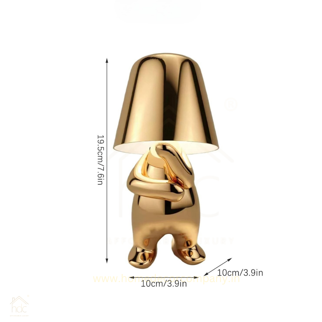 Hdc Nordic Golden/Silver Luxury Portable LED Desk Lamp Cafe Bar Restaurant Standing Stylish Little Golden Man Home Decoration Night Light