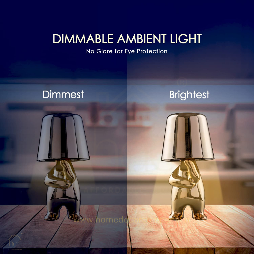 Hdc Little Golden/Silver Man Thinking Stylish Nordic Golden Luxury Portable LED Desk Lamp Cafe Bar Restaurant Home Decoration Night Light