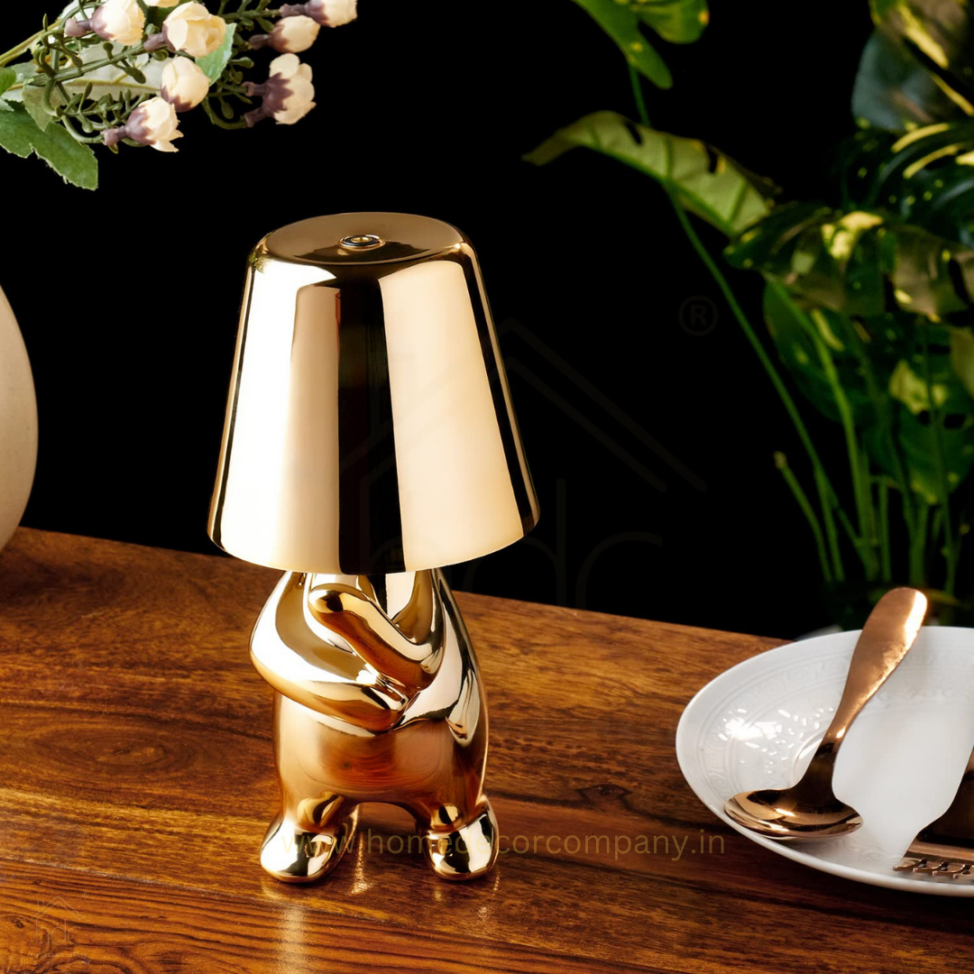 Hdc Little Golden/Silver Man Thinking Stylish Nordic Golden Luxury Portable LED Desk Lamp Cafe Bar Restaurant Home Decoration Night Light
