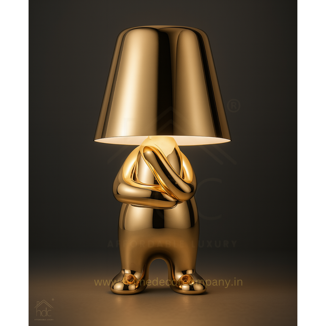 Hdc Little Golden/Silver Man Thinking Stylish Nordic Golden Luxury Portable LED Desk Lamp Cafe Bar Restaurant Home Decoration Night Light