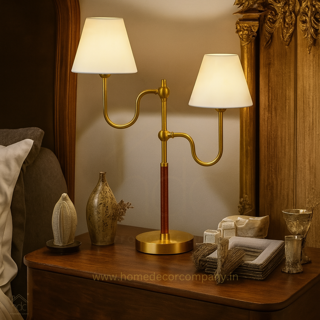 Hdc American Simple Decorative Table Lamp with 2 Lamps for Living Room Sofa Side Table Lamp