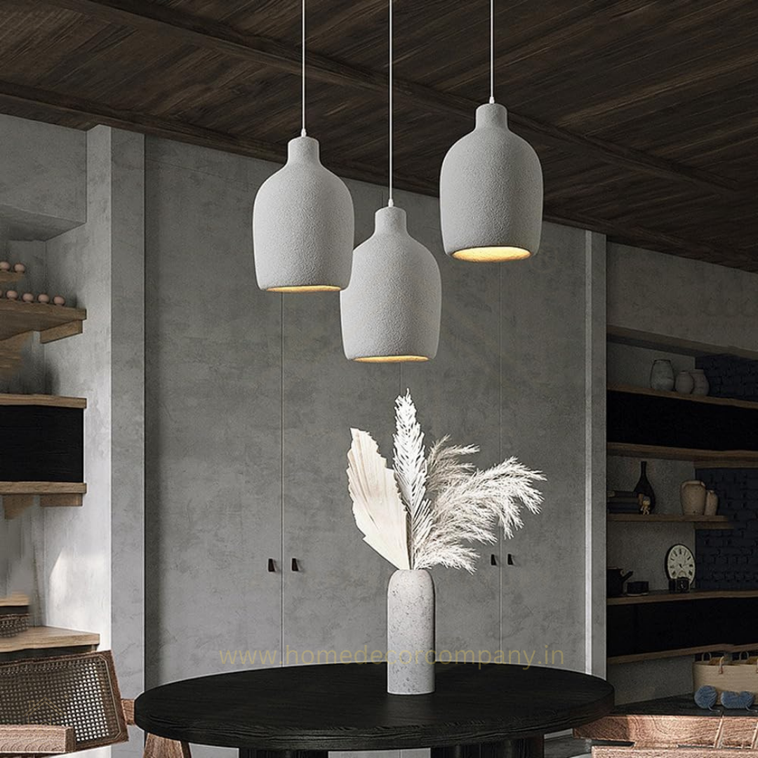 Hdc Modern Mid Century Resin Concrete Cylinder Industrial Farmhouse Pendant Light for Kitchen Island Dining Room Bedroom Living Room