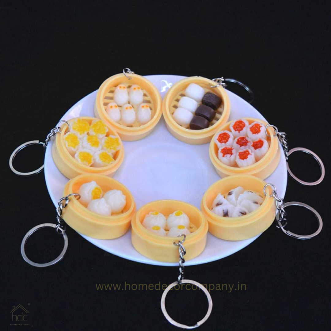 HDC Mini Steamed Dumpling Basket Keyring | Cute Food-Themed Accessory Keyring