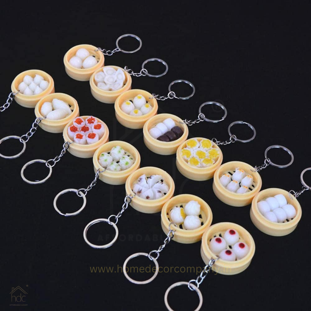 HDC Mini Steamed Dumpling Basket Keyring | Cute Food-Themed Accessory Keyring