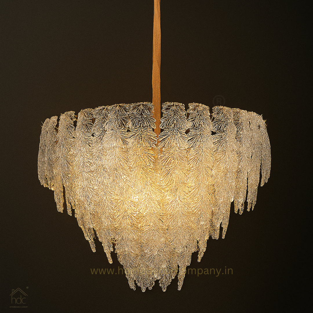 HDC 500 MM Luxury Crystal Leaf Chandelier Elegant Modern Ceiling Light Home Decor Living Room Round Chandelier