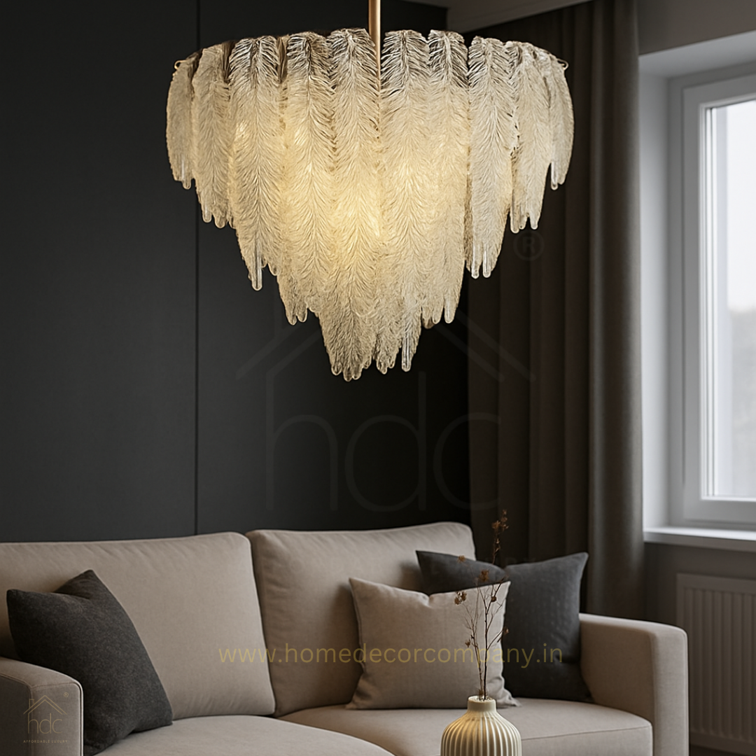 HDC 500 MM Luxury Crystal Leaf Chandelier Elegant Modern Ceiling Light Home Decor Living Room Round Chandelier