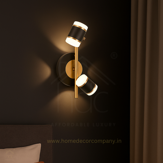 Hdc Modern Dual Spotlight Wall Lamp | Sleek Black & Gold Accent Wall Light