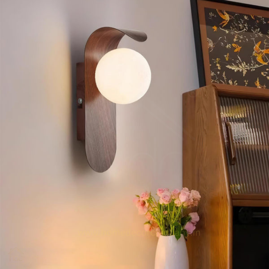 Hdc Nordic Log Dark Wood Color Wall Lamp For Bathroom Stair Corridor