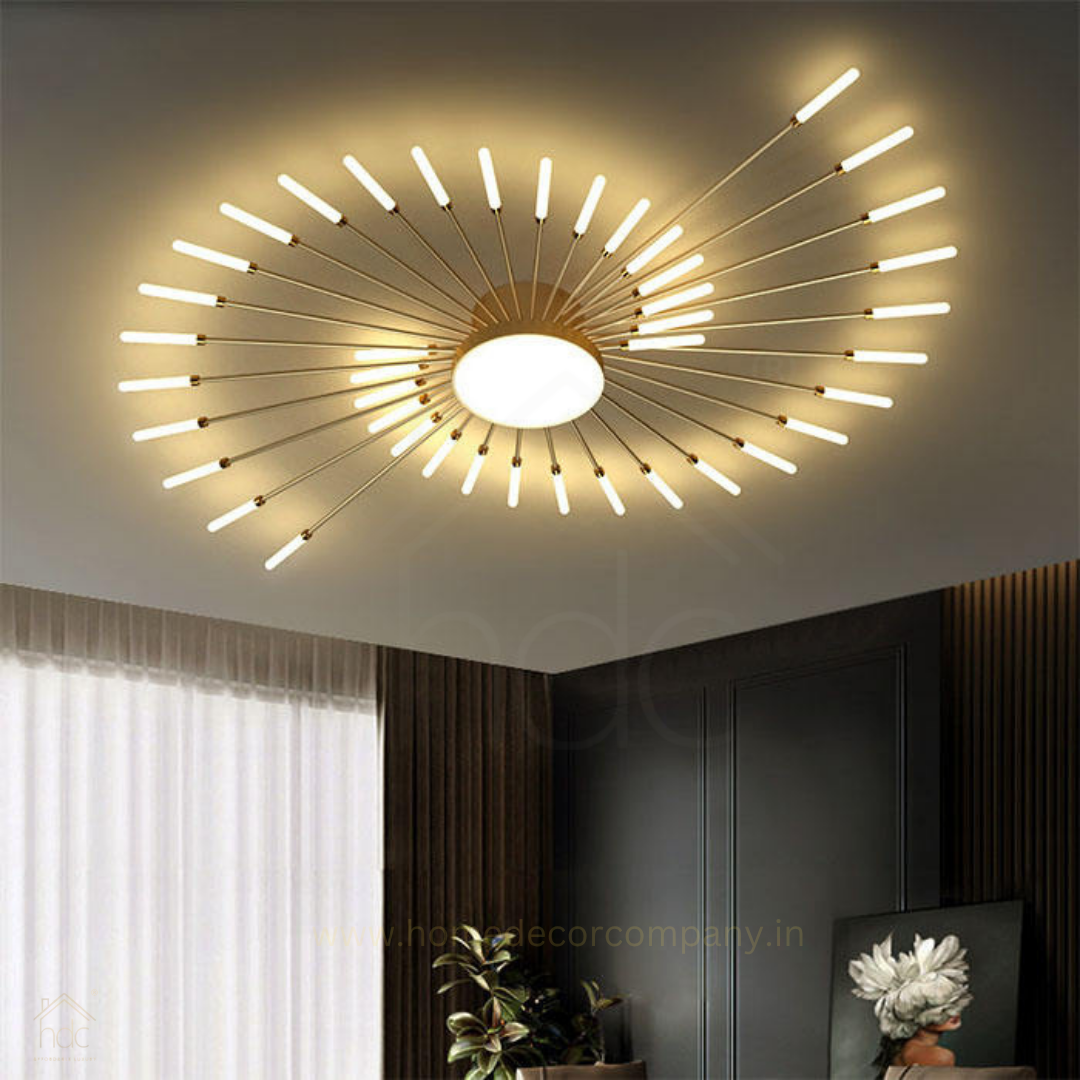 HDC 28+1, 42+1 Light Gold Body Acrylic Led Chandelier Ring For Living Room Lamp - Warm White