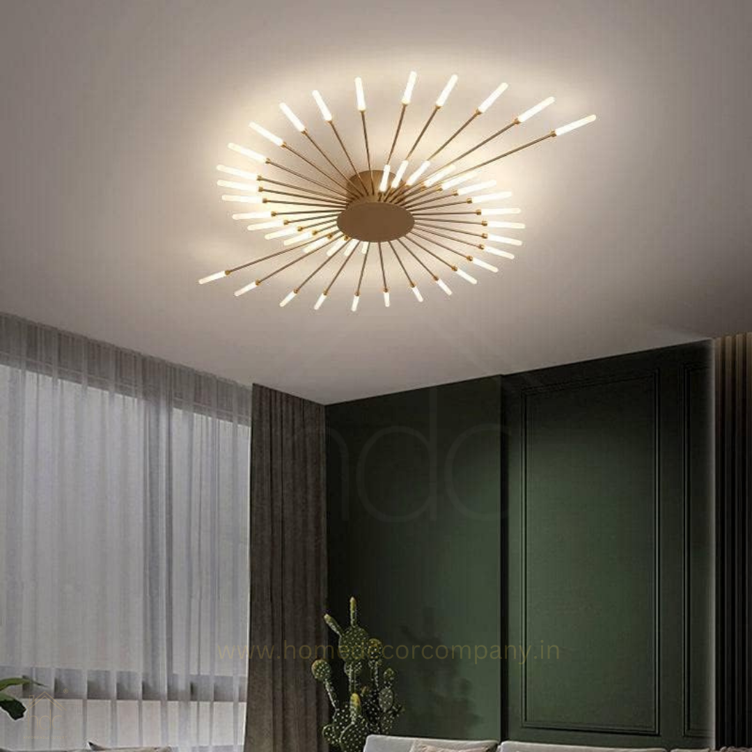 HDC 28+1, 42+1 Light Gold Body Acrylic Led Chandelier Ring For Living Room Lamp - Warm White