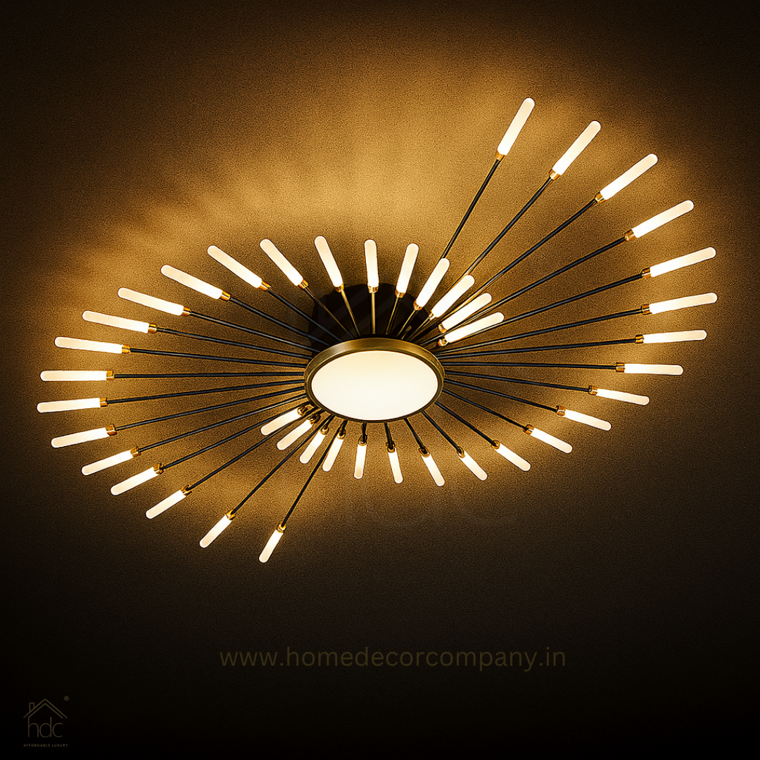 HDC 28+1, 42+1 Light Black Body Acrylic Led Chandelier Ring For Living Room Lamp - Warm White