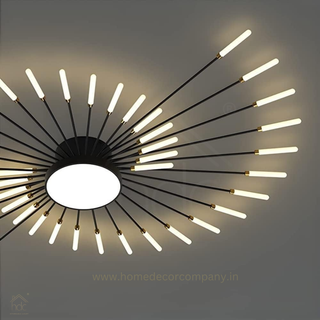 HDC 28+1, 42+1 Light Black Body Acrylic Led Chandelier Ring For Living Room Lamp - Warm White