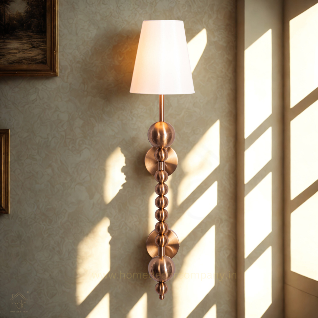Hdc Antique Finish Wall Lamp with Off White Cotton Fabric Shade