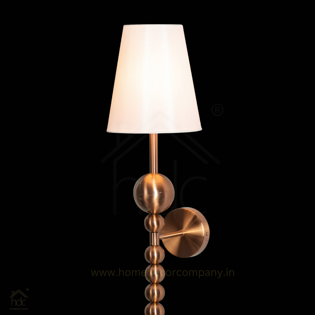 Hdc Antique Finish Wall Lamp with Off White Cotton Fabric Shade