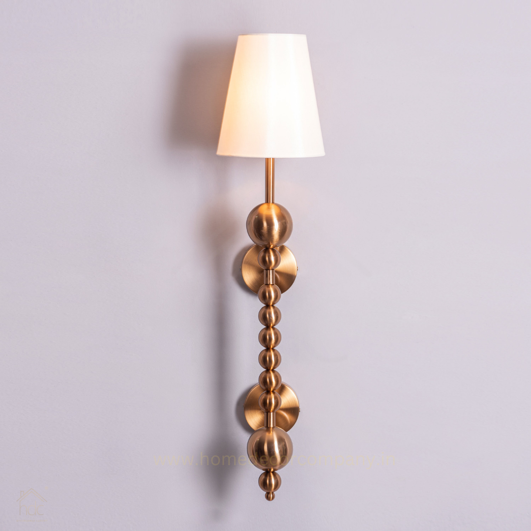 Hdc Antique Finish Wall Lamp with Off White Cotton Fabric Shade