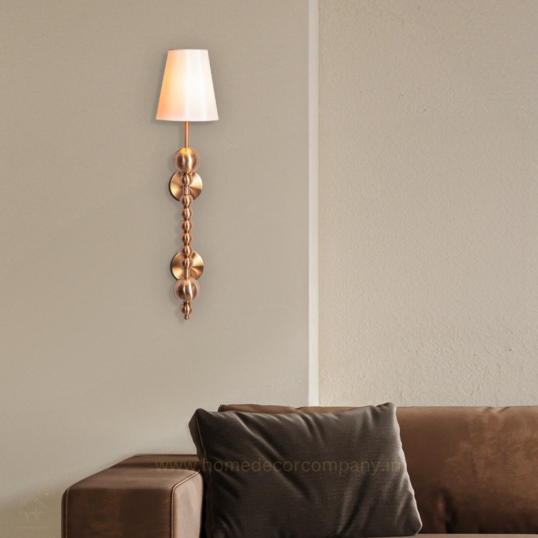 Hdc Antique Finish Wall Lamp with Off White Cotton Fabric Shade