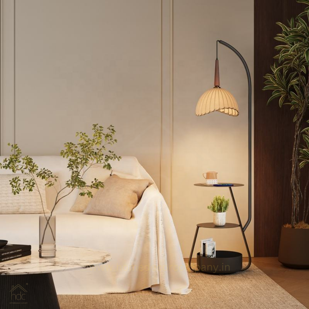 HDC American Retro Decorative Lighting for Home Bedroom, Living Room, Study, Floor Lamp with Wooden Table, Practical