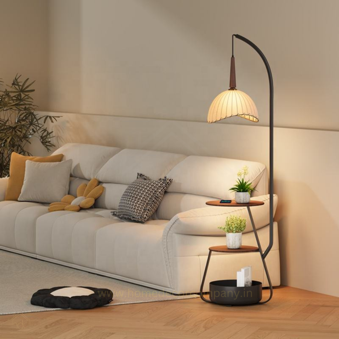 HDC American Retro Decorative Lighting for Home Bedroom, Living Room, Study, Floor Lamp with Wooden Table, Practical
