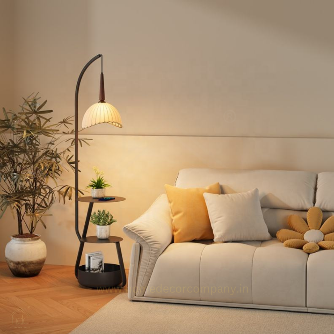 HDC American Retro Decorative Lighting for Home Bedroom, Living Room, Study, Floor Lamp with Wooden Table, Practical