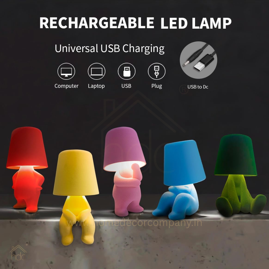 Hdc Little Modern Table Lamp for Bedroom: Rechargeable Cute Light for Kids, Teens - Gift for Birthday Christmas