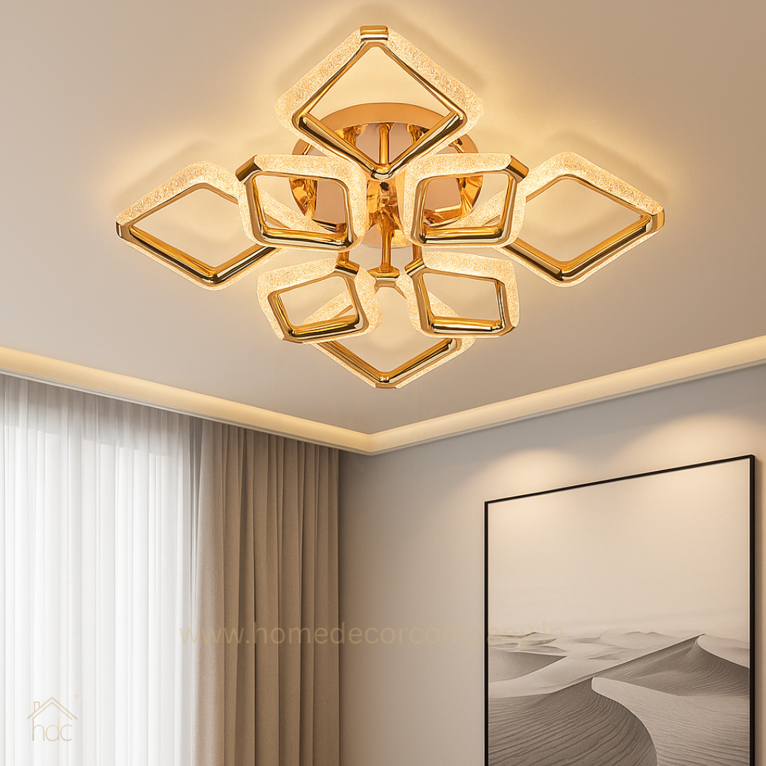 HDC Modern Minimalist Diamond 8 Square Led Ceiling Lamp Light Luxury Acrylic Living Room Lights Lighting Bedroom Lamps Luster Fixture