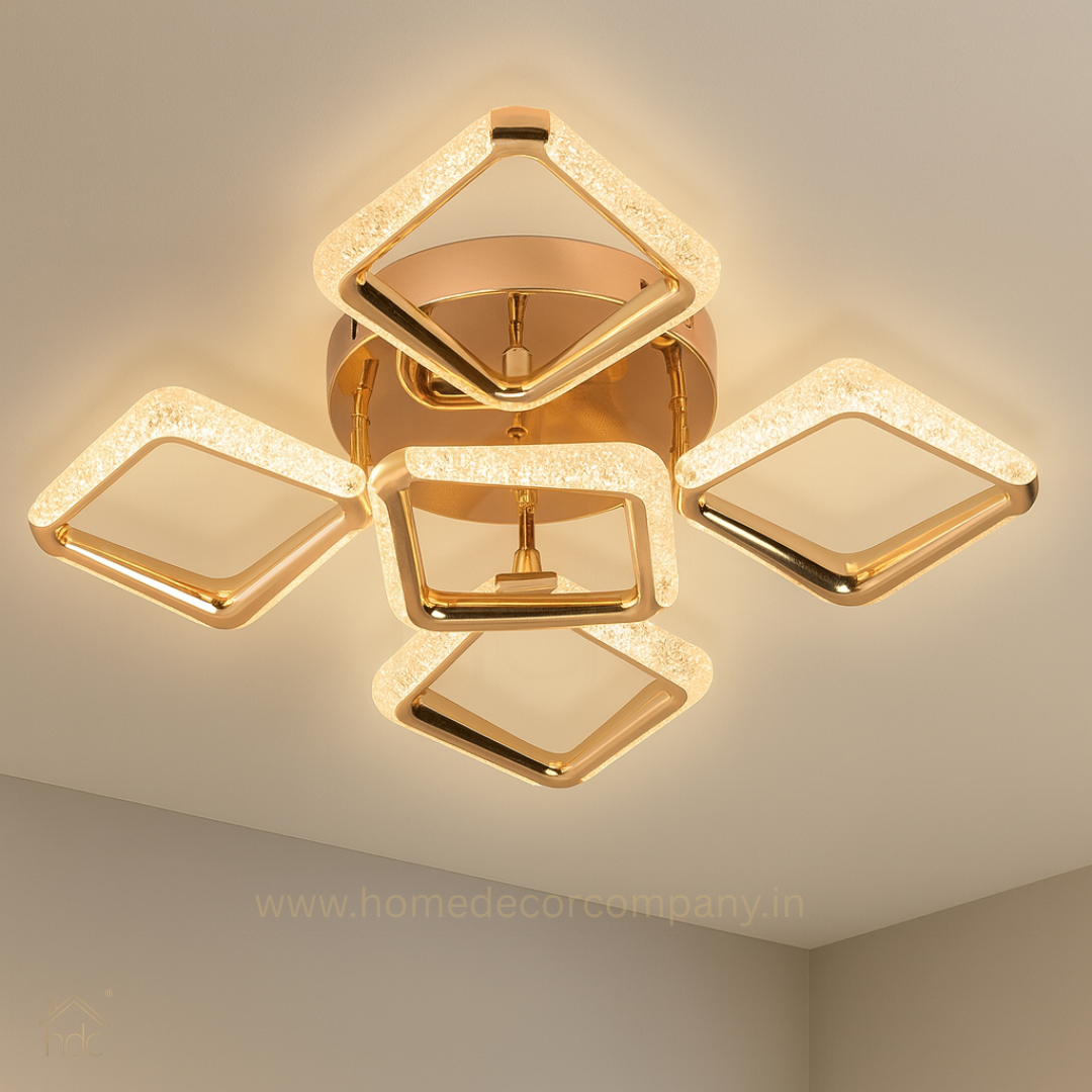HDC Modern Minimalist Diamond 5 Square Led Ceiling Lamp Light Luxury Acrylic Living Room Lights Lighting Bedroom Lamps Luster Fixture