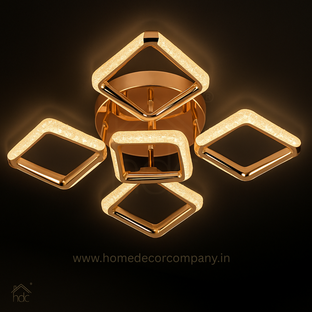 HDC Modern Minimalist Diamond 5 Square Led Ceiling Lamp Light Luxury Acrylic Living Room Lights Lighting Bedroom Lamps Luster Fixture