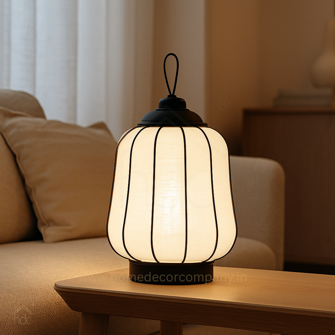Hdc New Arrival Lantern Table Lamp Hand-painted Touch Retro Night Light Wood Linen Wireless Chinese Table Lamps