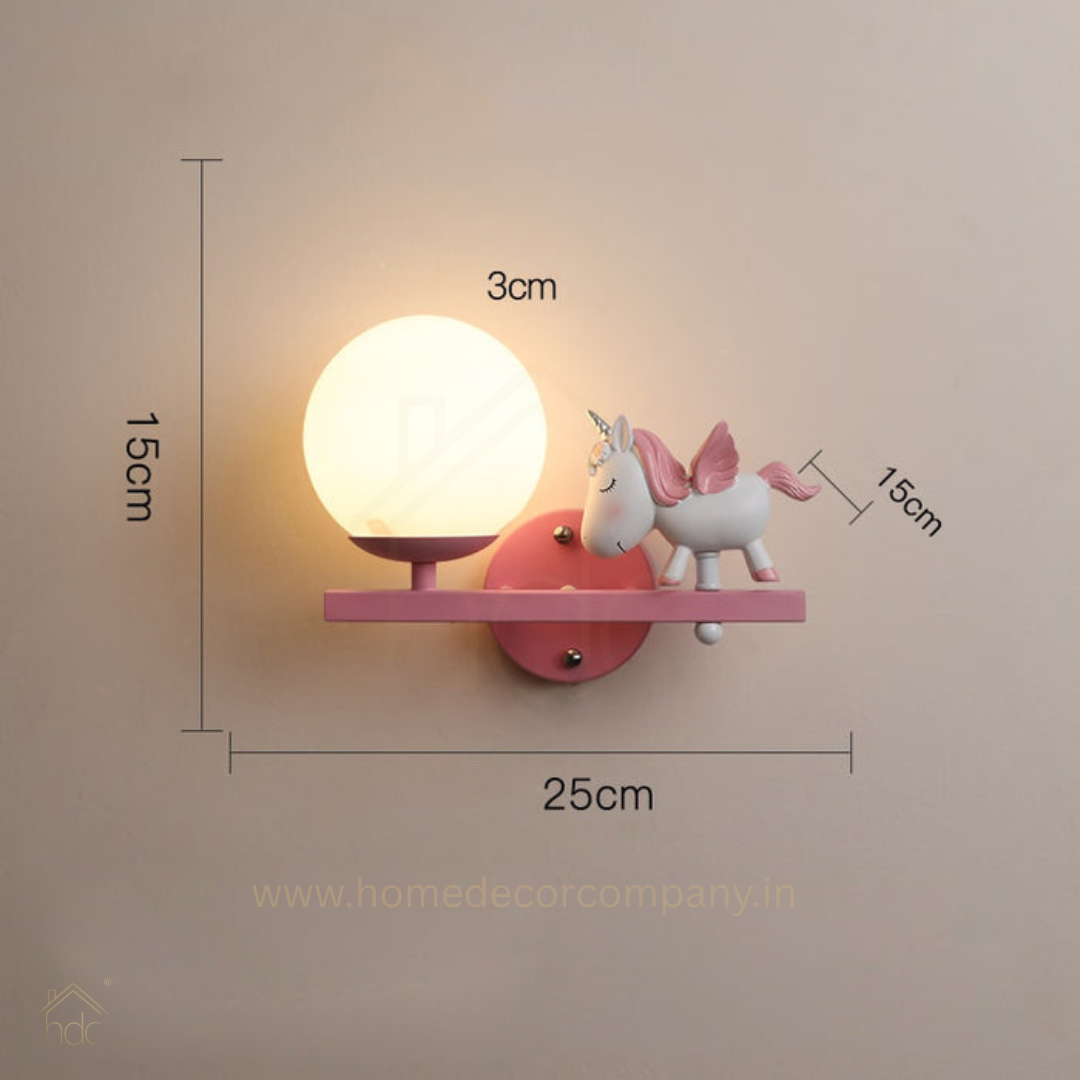 Hdc Kids’ Unicorn Wall Lamp with Shelf Pink Night Light Wall Sconce for Childrens Room Bedroom Nursery Kids Lights