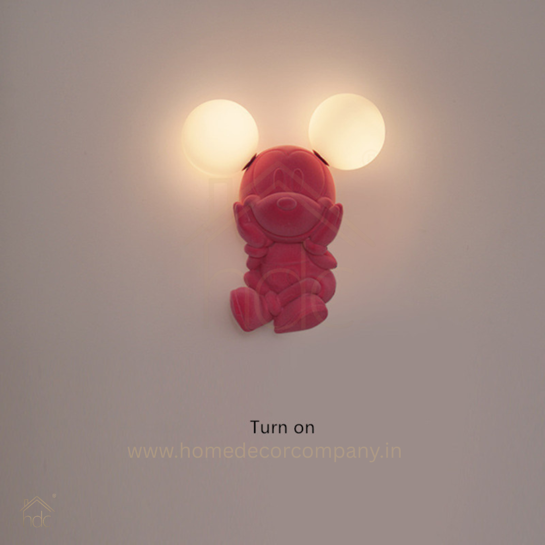 Hdc Personality Bedroom Bedside Lovely Cartoon Mickey Mouse Wall Lamp Double LED Ears Night Light