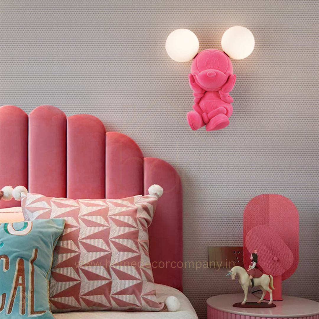 Hdc Personality Bedroom Bedside Lovely Cartoon Mickey Mouse Wall Lamp Double LED Ears Night Light
