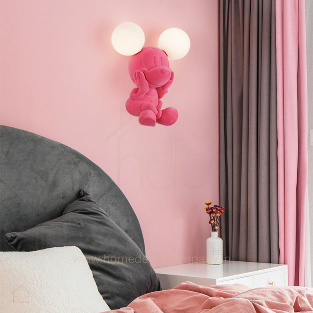 Hdc Personality Bedroom Bedside Lovely Cartoon Mickey Mouse Wall Lamp Double LED Ears Night Light