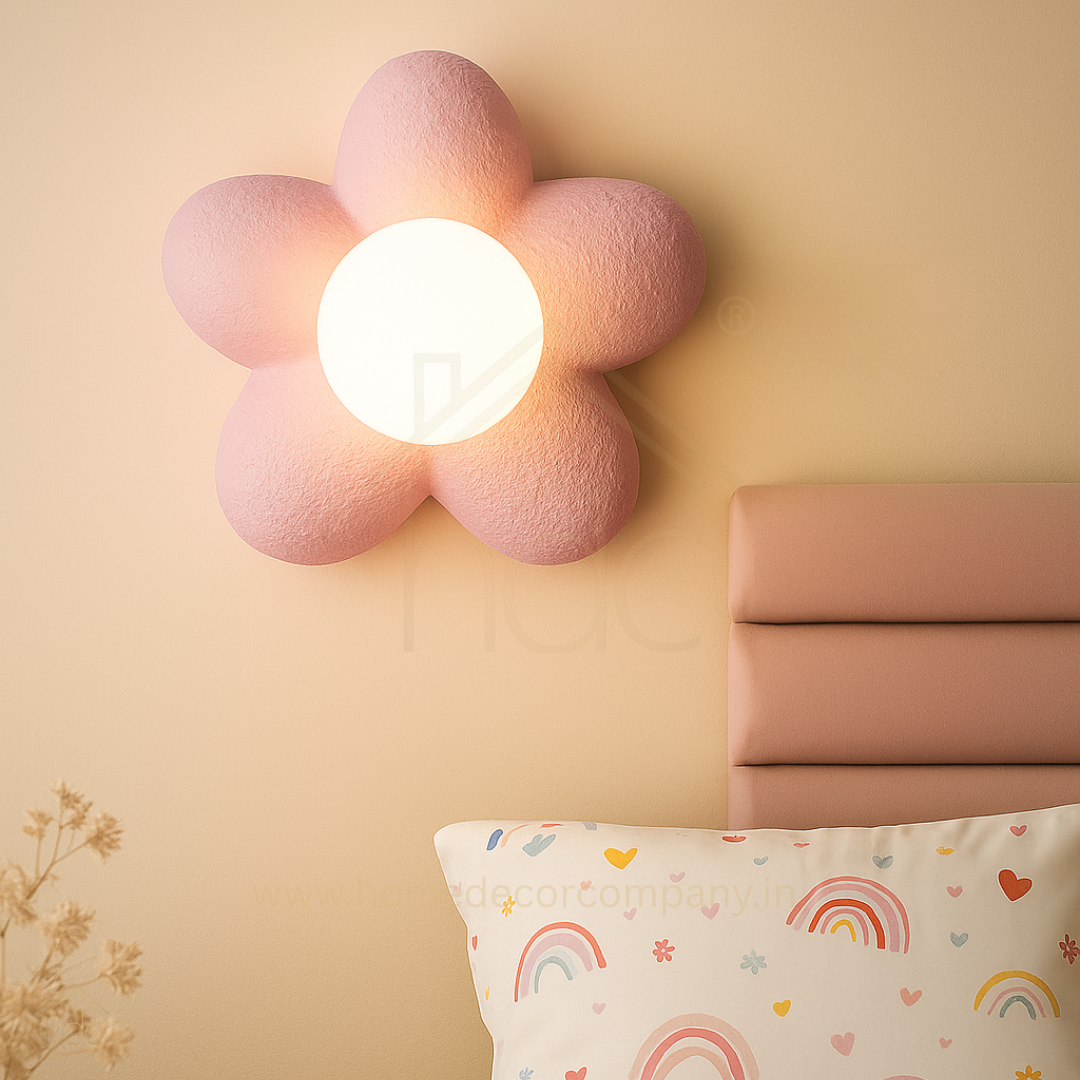 Hdc Kids’ Flower Pink LED Night Light Wall Lamp Cute Pastel Pink Flower-Shaped Design
